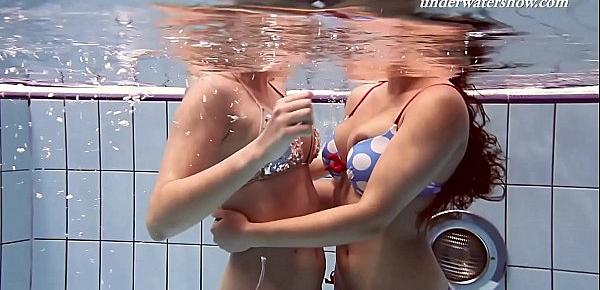  Iva and Paulinka big tits teenis in the pool